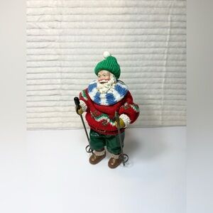 Clothtique Possible Dreams Santa Skiing Christmas Ornament 7" 1993 VTG Winter